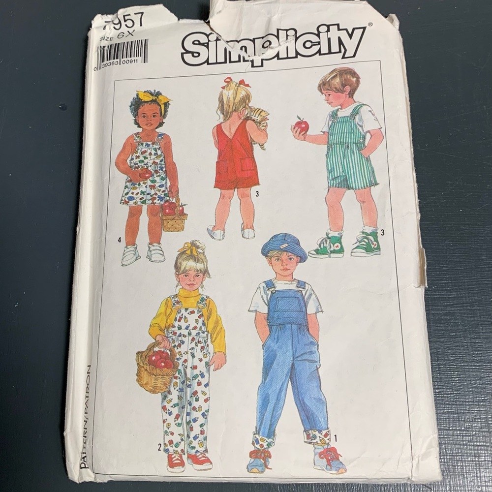 Simplicity Vintage Sewing Pattern from the 90s Kids Overalls Shorts Jump…